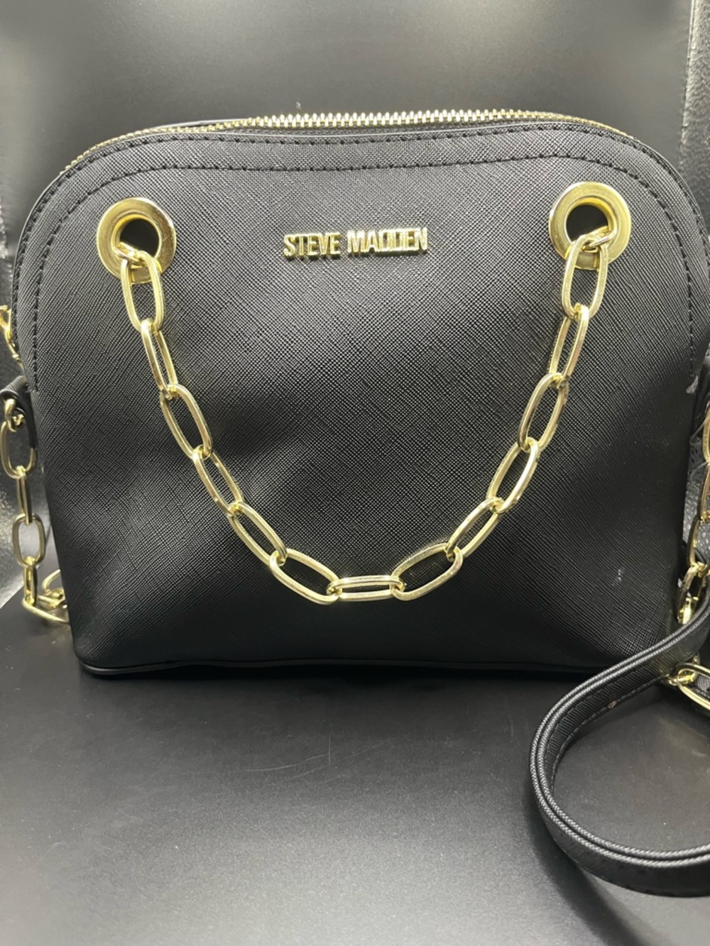 Steve Madden Black Crossbody Bag with Gold Chain